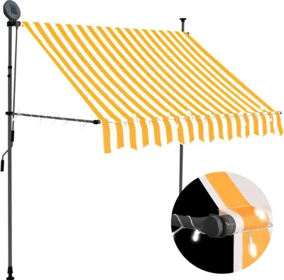Obrázok produktu pre Ručne zaťahovacia markíza s LED 100 cm, bielo oranžová