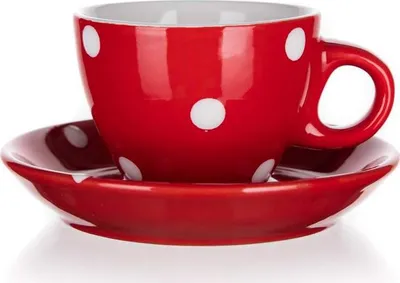 Produktbild von Tasse + Untertasse 100ml dots Tschechische Keramik