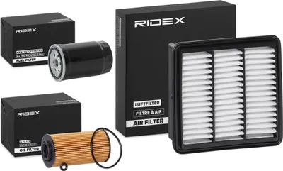 Produktbild von RIDEX Filterset Inspektionspaket Filtersatz für HYUNDAI i30 (FD) für KIA CEE'D Schrägheck (ED)