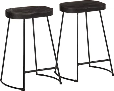 Produktbild von Barhocker 2 Stk. Schwarz 45x40x62 cm Mango Massivholz