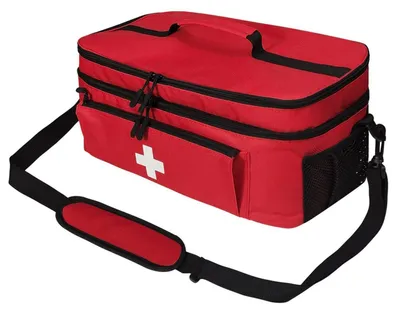 Image de Trousse de premiers secours étanche avec bandoulière, rouge, 18x23x40 cm