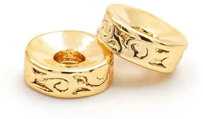 Produktbild von Vintageparts Zwischenperlen rund Messing 18k Gold geprägt 6 mm, 2 Stück