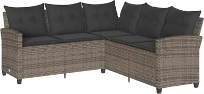 Image de vidaXL Canapé-lit en L avec coussins Poly rotin gris