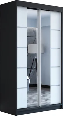 Produktbild von Schwebetürenschrank Kleiderschrank ERO 120 cm Schrank Garderobe Spiegel. Verschiedene Farben (Weiß, Schwarz, Somona). Möbel vom Hersteller!
