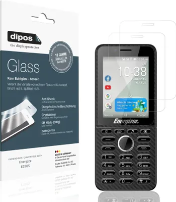 Produktbild von 2x Schutzfolie für Energize E288S - Anti-Shock 9H Folie dipos Glass Kunststoffglas