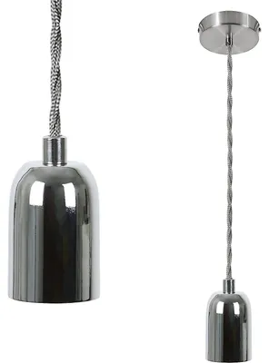 Productafbeelding van ZMH Lampenbevestiging, vintage lampfitting E27, zilver, Edison-koord, industriële hanglamp met plafondplaat, koperen lamp voor woonkamer en eetkamer