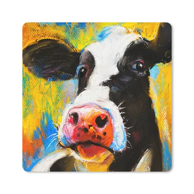 Produktbild von MuchoWow® Mauspad Mousepad Gemälde - Ölfarbe - Kuh - Tiere 20x20 cm - Mousepads - Maus Mat - Pad - Mausunterlage - Desk Mat - Bureauartikeln