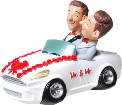 Produktbild von Spardose Brautpaar - "Mr. & Mr. im Cabrio" mit Pfropfen