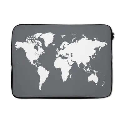 Produktbild von MuchoWow® Laptop Hülle 13 Zoll Weltkarte - Weiß - Grau Laptoptasche - Laptophülle - Sleeve - Rundumschutz
