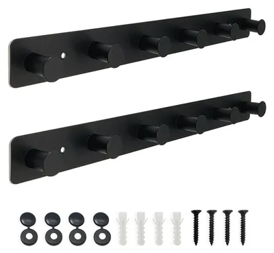 Immagine prodotto di Ganci appendiabiti in metallo, colore nero, lunghezza 40 cm, confezione da 2 pezzi
