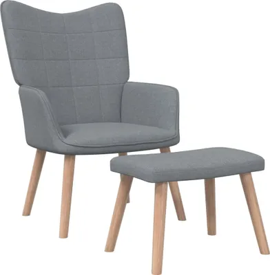 Produktbild von Relaxsessel mit Hocker Hellgrau Stoff