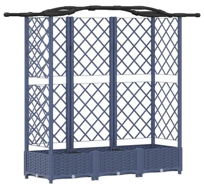 Produktbild von vidaXL Hochbeet mit Rankgitter und Dach Grau 163 x 40 x 126 cm PP