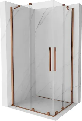 Produktbild von Mexen Velar Duo ausziehbare Duschabtrennung 100 x 90 cm, transparent, Rosa Gold - 871-100-090-02-60