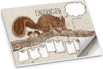 Produktbild von itenga Schreibtischunterlage Einhörnchen DIN A2 50 Blatt