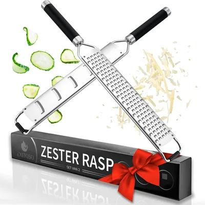 Image de Râpe à citron, en acier inoxydable, set 2-en-1, râpe de cuisine professionnelle