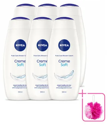 Zdjęcie produktu dla 6 opakowań NIVEA Douchecreme Soft z olejem migdałowym - 500 ml - zestaw ekonomiczny - 6 sztuk