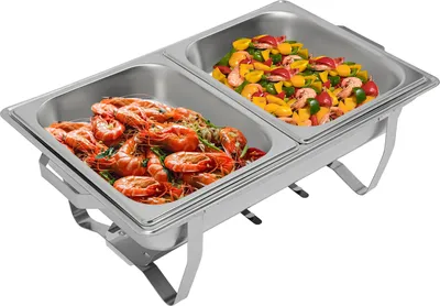 Image de Chauffe-plats 6L Chafing-Dish Récipient chauffant en acier inoxydable Récipient chauffant