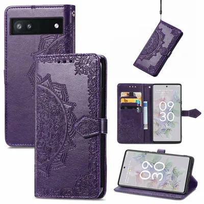 Immagine prodotto di Custodia protettiva per smartphone, compatibile con Google Pixel 6a, con portacarte, colore: viola
