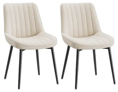 Image de Lot de 2 chaises de salle à manger,Assise généreusement rembourrée et dossier ergonomique pour un confort durable au quotidien,beige