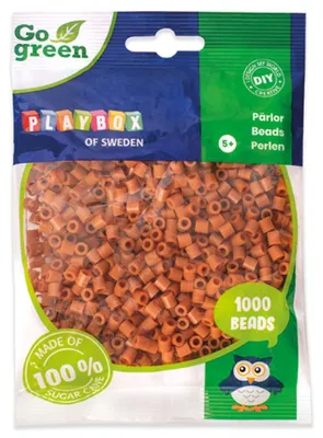 Produktbild von Playbox Bügelperlen Go green Midi 1000 Stk. hellbraun