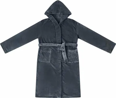 Image de vidaXL Peignoir à capuche bleu marine L Flanelle