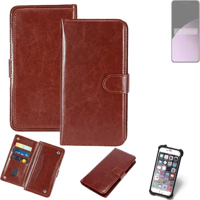Produktbild von K-S-Trade 360° Hülle kompatibel mit Xiaomi Civi 4 Pro braun Kunstleder Case BookCase WalletCase Kunstlederederhülle Handyhülle, Rundumschutz