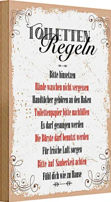 Produktbild von Holzschild Spruch lustig Toiletten Regeln 20x30cm