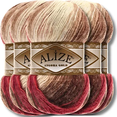 Produktbild von Alize 5x 100g Angora Gold Batik Wolle mit Farbverlauf, Häkeln, Stricken (4574)
