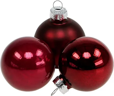 Produktbild von Weihnachtskugel Set Glas Bordeaux matt & glänzend, Ø6cm, 24 Stück