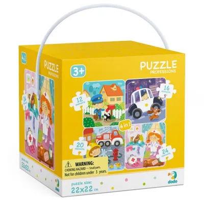 Produktbild von 4-in-1-Puzzle: Meine Berufe - Postbote, Arzt, Polizist, Feuerwehrmann - Lernpuzzles fr Kinder