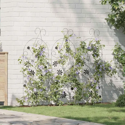 Immagine prodotto di Maison Exclusive - Recinzione per giardino, 3 pezzi, colore nero, dimensioni 112 x 39,5 cm, acciaio