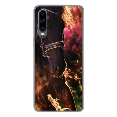 Produktbild von MuchoWow® Handyhülle Schutzhülle Hülle für Huawei P30 Pferd - Sonne - Porträt Silikon Softcase Handy Hülle - Kartenbesitzer
