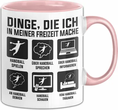 Produktbild von Dinge Die Ich In Meiner Freizeit Mache Handball Tasse Geschenk Handball-Spielergeschenkidee (Rosa)