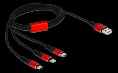 Immagine prodotto di DELOCK DeLOCK Cavo di ricarica USB 3 in 1 per Lightnin / Micro USB / USB Type-C 1 m
