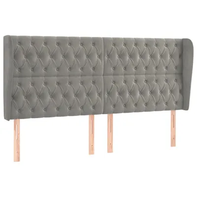 Produktbild von vidaXL Kopfteil mit Ohren Hellgrau 183x23x118/128 cm Samt