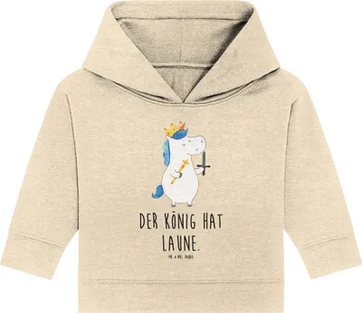 Produktbild von Mr. & Mrs. Panda Organic Baby Hoodie Einhorn König mit Schwert 12. - 18. Monat - Natural Raw - Geschenk, Ritter, Mittelalter, Unicorn, Kapuzenshirt, Einhörner