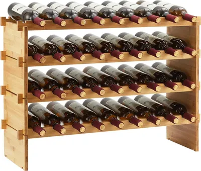 Immagine prodotto di Portabottiglie, design modulare, struttura in bambù, a 4 livelli