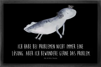 Produktbild von Mr. & Mrs. Panda fußmatte Axolotl Schwimmen 50 x 75 cm - Schwarz - Geschenk, Fußabtreter, Optimistisch, Lösungen, Schmutzmatte, Motivation, glücklich, Lurch, Türmatte
