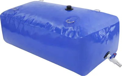 Immagine prodotto di Serbatoio portatile per acqua - Contenitore per acqua piovana da 240 litri - In PVC - Da posizionare a terra - Dotato di valvola di scarico e attacco per tubo - Adatto per acqua piovana e acqua di uso domestico - Colore blu