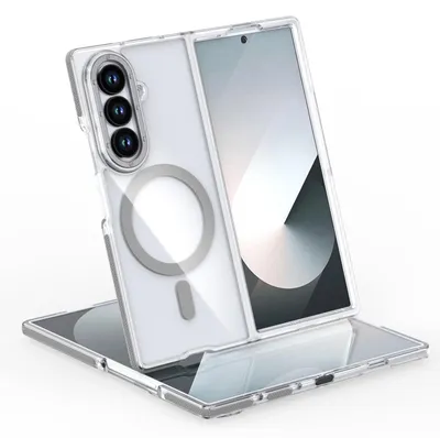 Imagen del producto de Funda híbrida de TPU y acrílico, con imán MagSafe, en color gris, para Samsung Galaxy Z Fold7 (compatible con dos colores)