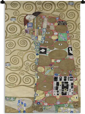 Produktbild von MuchoWow® Wandteppich Wandbehang Das Abschiednehmen - Gustav Klimt 60x90 cm Tapisserie Dekoration Wandtuch - Foto-Teppich - Abwaschbar