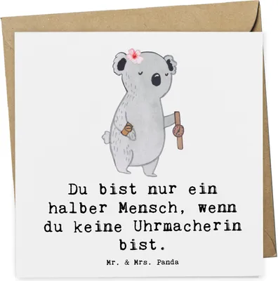 Produktbild von Mr. & Mrs. Panda doppelkarte Uhrmacherin Herz - Weiß - Geschenk, anlasskarte, Glückwunschkarte, Klappkarte, faltkarte, Grußkarte