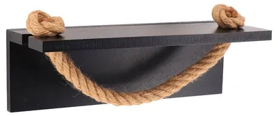 Produktbild von TENDANCE | Handtuchhalter - Badezimmerablage - 30 x 15 x 12 cm - schwarz - Akazienholz - Juta - Boho