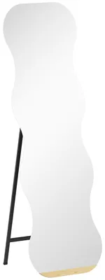 Immagine prodotto di Specchio a figura intera senza cornice, dal design ondulato | Colore: Nero | Dimensioni: 50 x 2,7 x 160 cm