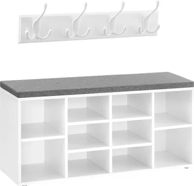 Produktbild von VASAGLE Garderoben-Set, Wandgarderobe und Schuhbank, 10 offenen Fächern