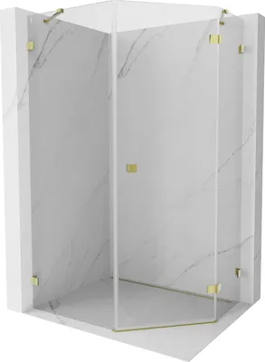 Immagine prodotto di Mexen Lunar cabina doccia pentagonale destra a battente 80 x 90 cm, trasparente, oro - 831-080P-090L-50-00-P