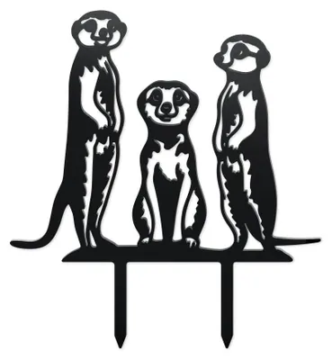 Gartenstecker Erdmännchen, Metall, 27x30 cm, schwarz, lustige Tierfiguren
