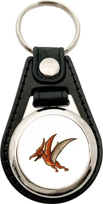 Produktbild von Huuraa Schlüsselanhänger Pteranodon Dinosaurier Metall mit Kunstleder Schlüsselring Einkaufswagenchip Geschenkidee