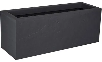 Produktbild von Balkonpflanzkübel –  – Volcania Up – 25 l – Für drinnen und draußen – Steinoptik – 59 x 19,5 x 22,8 cm – Anthrazitgrau