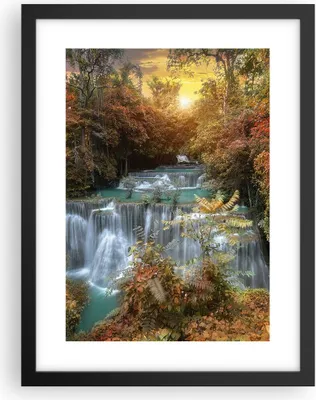 Produktbild von Gerahmtes Poster - Schwarzer Rahmen - Park Wasserfall Wasser - 30x40 cm - Wand Bild - Wanddeko - Wandbilder - Kunstposter - Wandposter - Bilderrahmen - Bilder - Kunstdruck - Wandbild - P2BPA30x40-3995